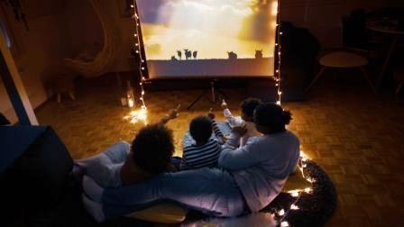 Movie night set up with the whole family